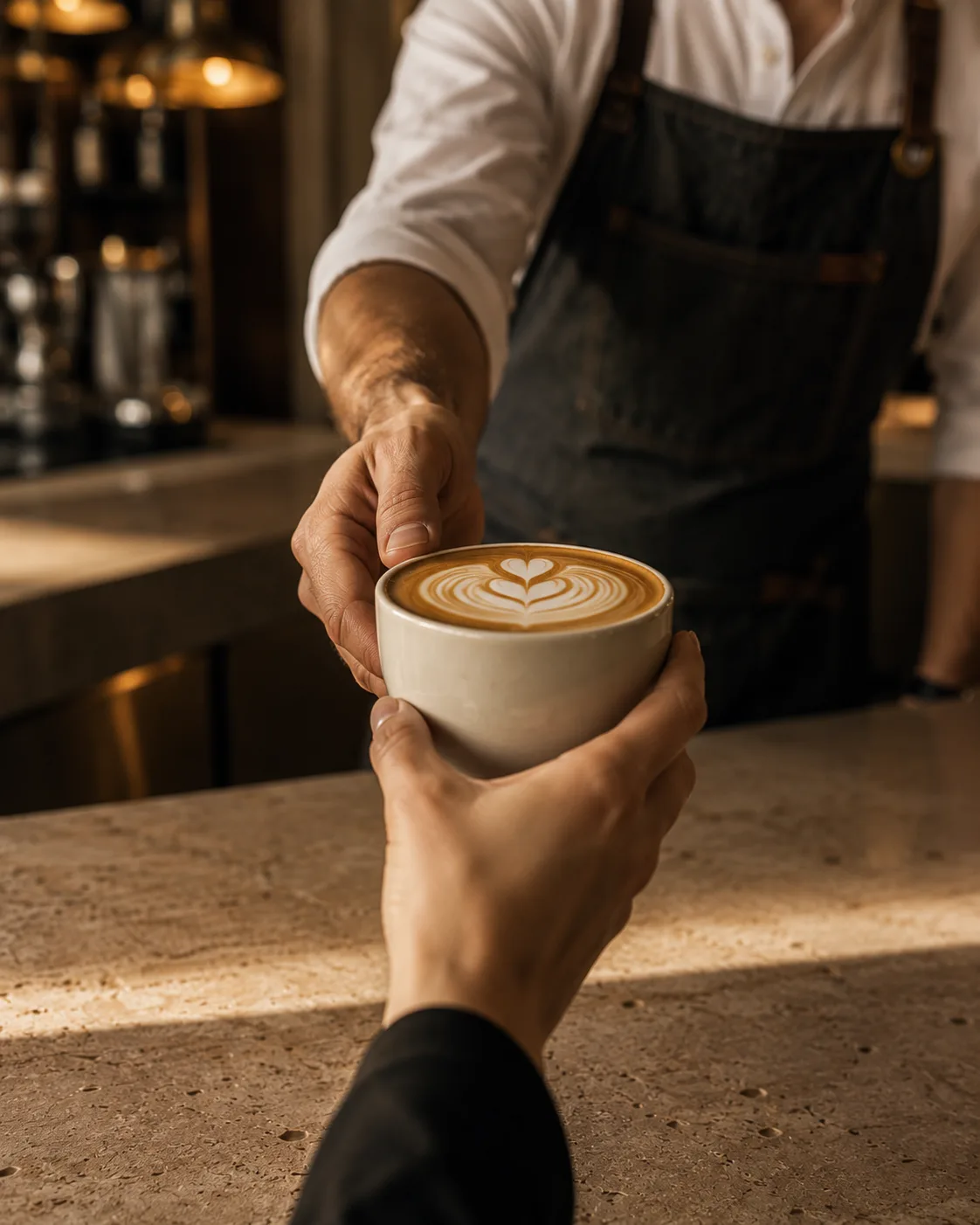 Dettaglio di un cappuccino con latte art